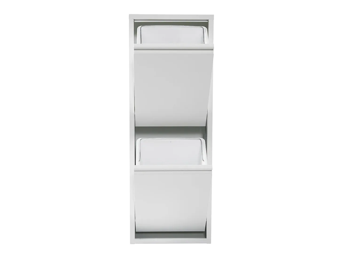 Papelera de reciclaje de pared con 2 compartimentos extraíbles 93 x 33 x 25 cm color blanco 03_0008198