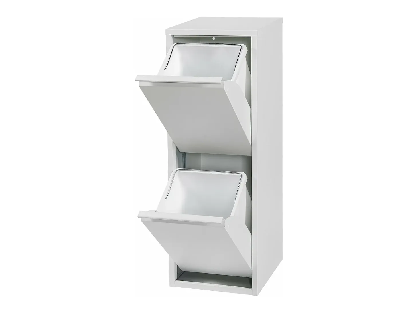 Papelera de reciclaje de pared con 2 compartimentos extraíbles 93 x 33 x 25 cm color blanco 03_0008198