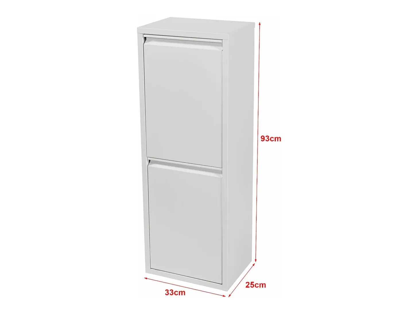 Papelera de reciclaje de pared con 2 compartimentos extraíbles 93 x 33 x 25 cm color blanco 03_0008198