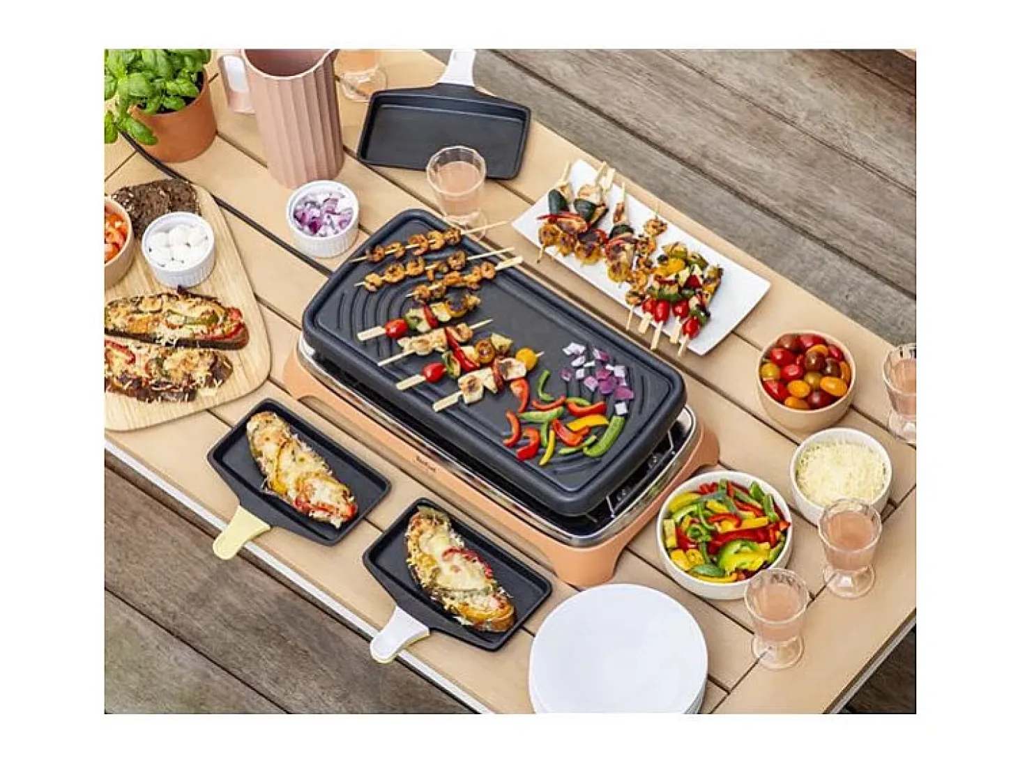 Parrilla de raclette TEFAL RE651JF0 para 8 personas 1450W - Multifunción, Grill, Plancha, Pizza Party, Brunch, Libro de recetas