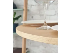 Pequena mesa de comedor redonda de 80 cm Jubi madera de fresno