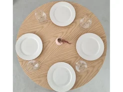 Pequena mesa de comedor redonda de 80 cm Jubi madera de fresno