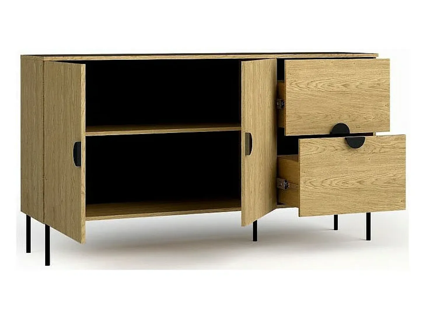 Pequeño Buffet 2 Puertas y 2 Cajones - Color Roble - Colección MONDO