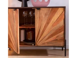 Pequeño buffet rústico de madera de acacia Elvira con apertura abatible