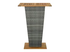 Pia Mesa alta ratán sintético y madera de acacia gris 80x80x110 cm