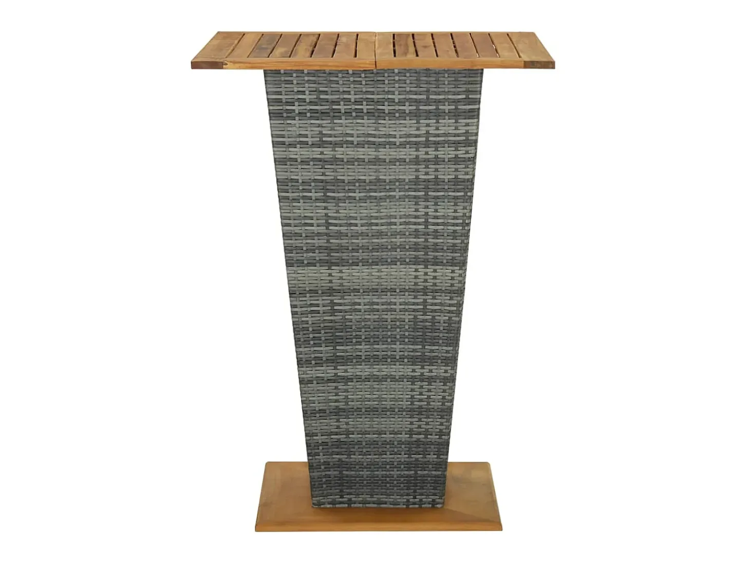 Pia Mesa alta ratán sintético y madera de acacia gris 80x80x110 cm