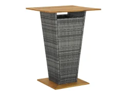 Pia Mesa alta ratán sintético y madera de acacia gris 80x80x110 cm