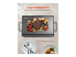 Placa de Parrilla, SucceBuy Placa de Cocción de Acero al Carbono, 60.5 x 36 cm, Utensilio de Cocina Portátil a Gas con Mango, Ideal para Acampar, Negra