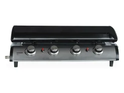Plancha de gas 4 quemadores 10kw + carro negro