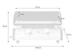 Plancha de gas con 2 quemadores de acero inoxidable, 5kw negro
