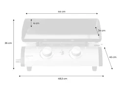 Plancha de gas con 2 quemadores de acero inoxidable, 5kw negro