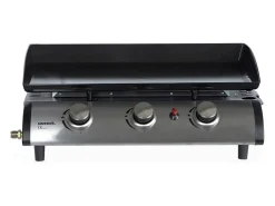 Plancha de gas de 3 quemadores 7,5kw + carro negro