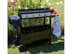 Plancha de gas MÉRIDA 4 quemadores 8kW + carrito