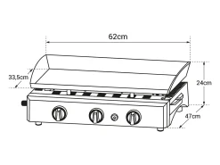 Plancha de gas SÉVILLE 3 quemadores 7,5kW - HAPPY GARDEN
