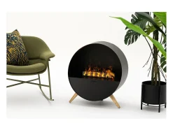Planika - Chimenea de vapor con efecto de llama realista y tecnología Optimyst, control remoto y diseño moderno.
