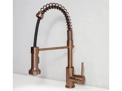 Plimo Mezclador para fregadero con ducha móvil, cobre cepillado Essebagno