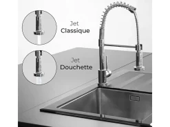 Plimo Mezclador para fregadero con ducha móvil cromada Essebagno