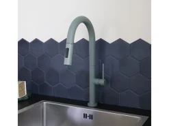 Portofino Mezclador de lavabo con teleducha extraíble gris verdoso Essebagno