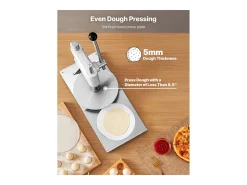 Prensa de Masa Manual SucceBuy, Placa de 24 cm de Diámetro, Prensa de Pizza de Acero Inoxidable, con Asa y 100 Hojas de Papel Vegetal, Ideal para Cafeterías