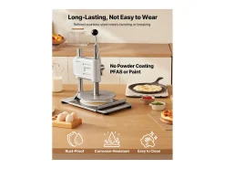 Prensa de Masa Manual SucceBuy, Placa de 24 cm de Diámetro, Prensa de Pizza de Acero Inoxidable, con Asa y 100 Hojas de Papel Vegetal, Ideal para Cafeterías