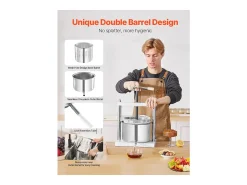 Prensa Manual para Vinificación en Casa SucceBuy, 5 L, Acero Inoxidable, Extractor de Zumo para Sidra, Manzana, Uva, Miel