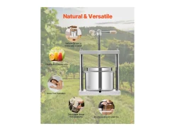 Prensa Manual para Vinificación en Casa SucceBuy, 5 L, Acero Inoxidable, Extractor de Zumo para Sidra, Manzana, Uva, Miel