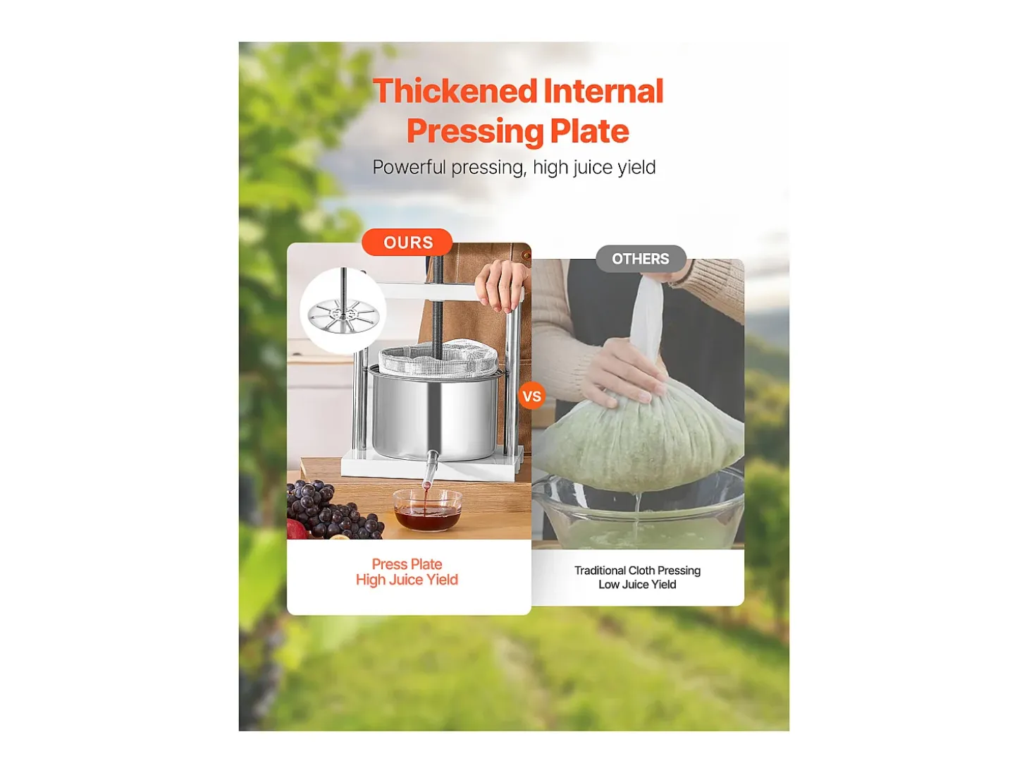 Prensa Manual para Vinificación en Casa SucceBuy, 5 L, Acero Inoxidable, Extractor de Zumo para Sidra, Manzana, Uva, Miel