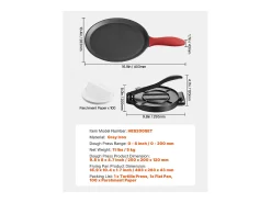 Prensa para Tortillas SucceBuy de Hierro Fundido de Alta Resistencia, 20 cm, con Asa y 100 Papeles de Pergamino, para Tortillas