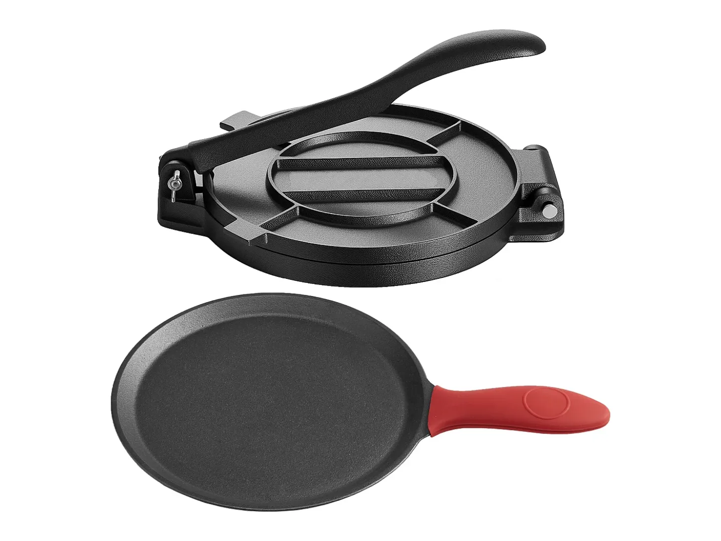 Prensa para Tortillas SucceBuy de Hierro Fundido de Alta Resistencia, 20 cm, con Asa y 100 Papeles de Pergamino, para Tortillas