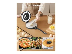 Prensa para Tortillas SucceBuy de Hierro Fundido de Alta Resistencia, 20 cm, con Asa y 100 Papeles de Pergamino, para Tortillas