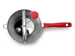 Prensa puré de acero inoxidable de 24 cm con 3 discos Ibili - Accesorio de cocina versátil para deliciosas recetas