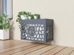 Protector para aire acondicionado / bomba de calor perforado en aluminio - Con puerta de acceso - Antracita - KAZOMA