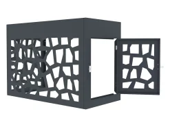 Protector para aire acondicionado / bomba de calor perforado en aluminio - Con puerta de acceso - Antracita - KAZOMA