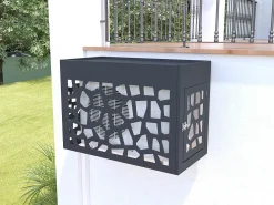 Protector para aire acondicionado / bomba de calor perforado en aluminio - Con puerta de acceso - Antracita - KAZOMA