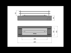 Quemador de bioetanol insertable de encimera negro mate en acero inoxidable de 60 cm con cristal