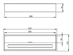 Quemador de bioetanol para chimenea de acero inoxidable, 4,5 lt, 61 x 18 x 9,5 cm