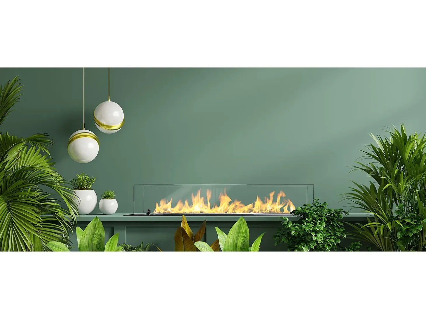Quemador de chimenea de bioetanol fabricado en acero con cristal de 100 cm.