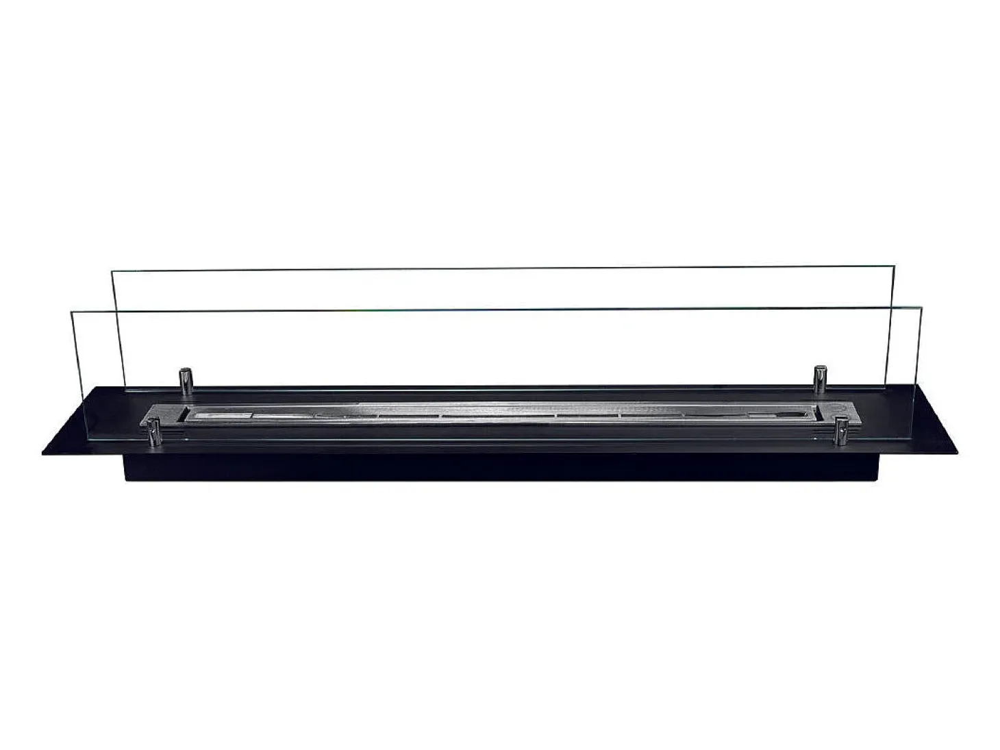 Quemador de chimenea de bioetanol fabricado en acero con cristal de 100 cm.