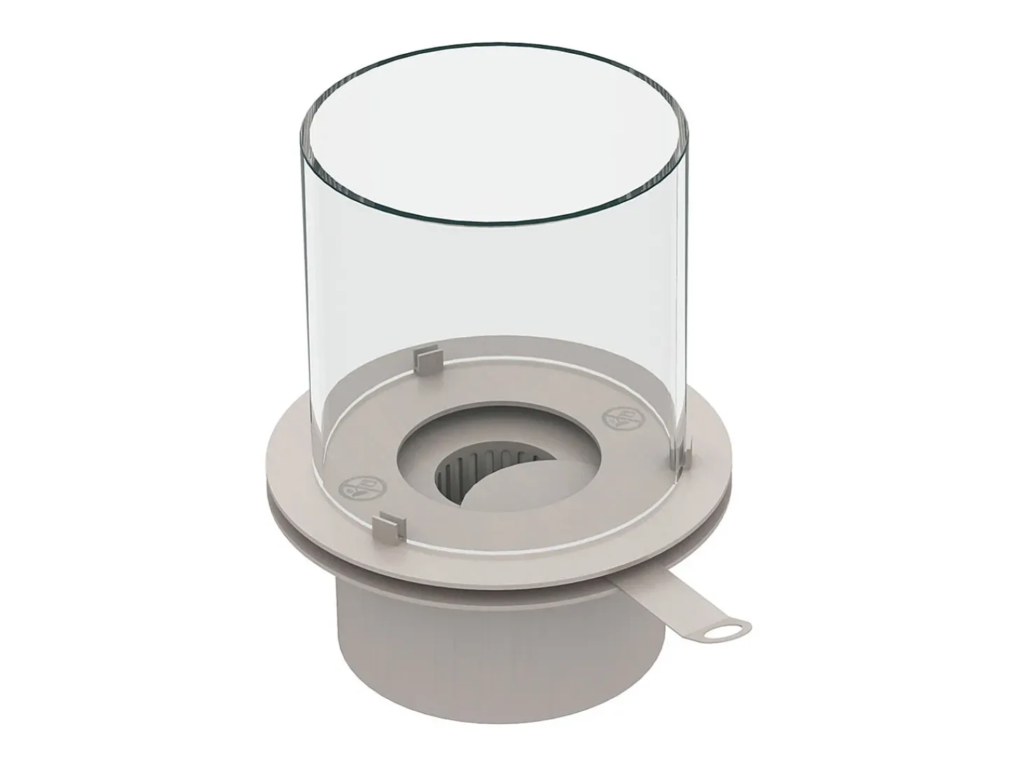 Quemador redondo con cristal para biochimenea de bioetanol, biochimenea de acero inoxidable, 1,5 lt, diámetro 25 cm.