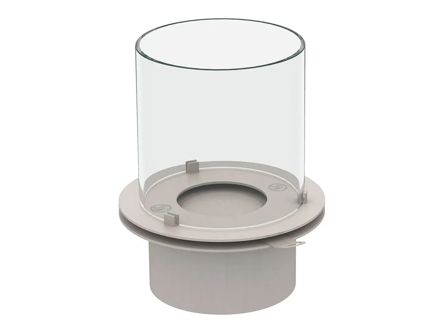 Quemador redondo con cristal para biochimenea de bioetanol, biochimenea de acero inoxidable, 1,5 lt, diámetro 25 cm.