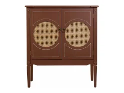 Recibidor De Madera Y Ratan Con 2 Puertas Marron