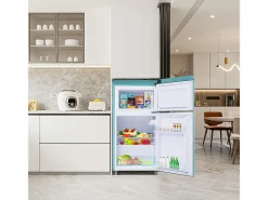 Refrigerador de doble puerta con ajustes y ruedas - 72L - 120kWh/año - Nivel de ruido bajo de 39 dB - Clase E - 45x44x91cm