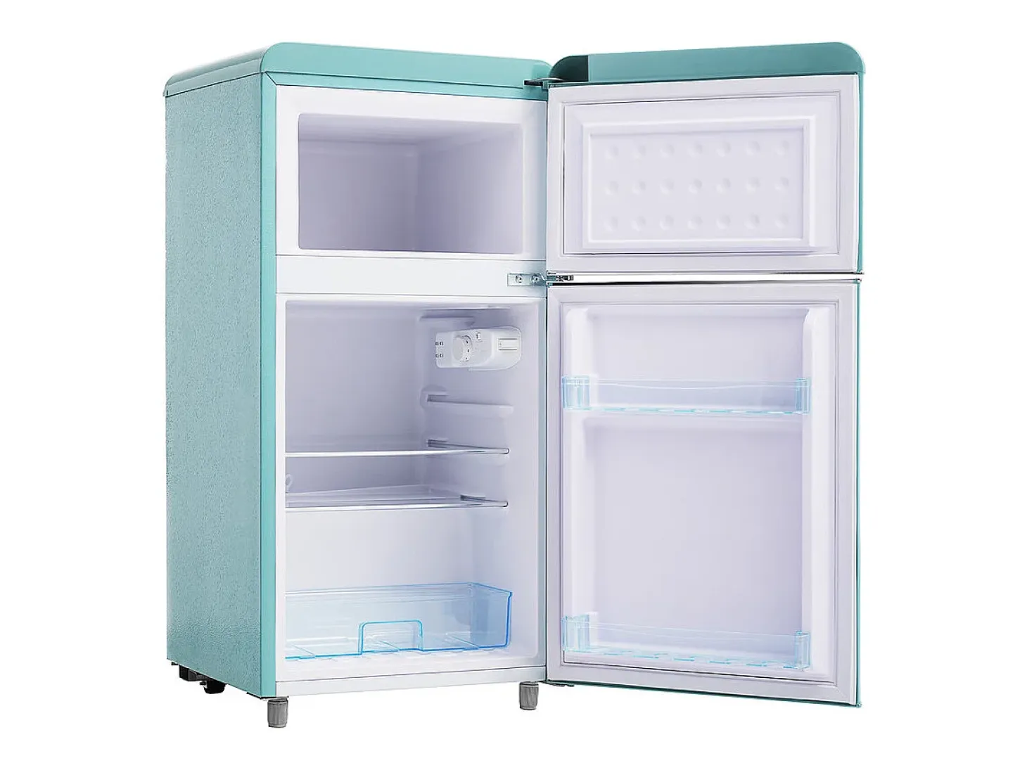 Refrigerador de doble puerta con ajustes y ruedas - 72L - 120kWh/año - Nivel de ruido bajo de 39 dB - Clase E - 45x44x91cm