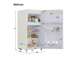 Refrigerador de doble puerta con ajustes y ruedas - 72L - 120kWh/año - Nivel de ruido bajo de 39 dB - Clase E - 45x44x91cm