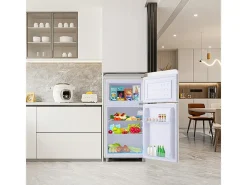 Refrigerador de doble puerta con ajustes y ruedas - 72L - 120kWh/año - Nivel de ruido bajo de 39 dB - Clase E - 45x44x91cm