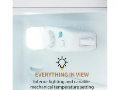 Refrigerador de dos puertas, 28L + 64L, con 3 estantes y LED, -27 ° C a 13 ° C, 116 kWh/año, eficiencia energética de
