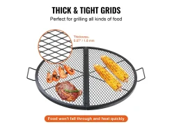 Rejilla de Hogar SucceBuy Redonda Plegable de 91cm, Acero Robusto X-Marks, Utensilios de Cocina de Camping Portátiles para Fiestas al Aire Libre, Negro