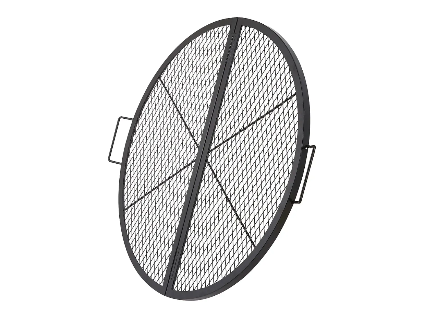 Rejilla de Hogar SucceBuy Redonda Plegable de 91cm, Acero Robusto X-Marks, Utensilios de Cocina de Camping Portátiles para Fiestas al Aire Libre, Negro