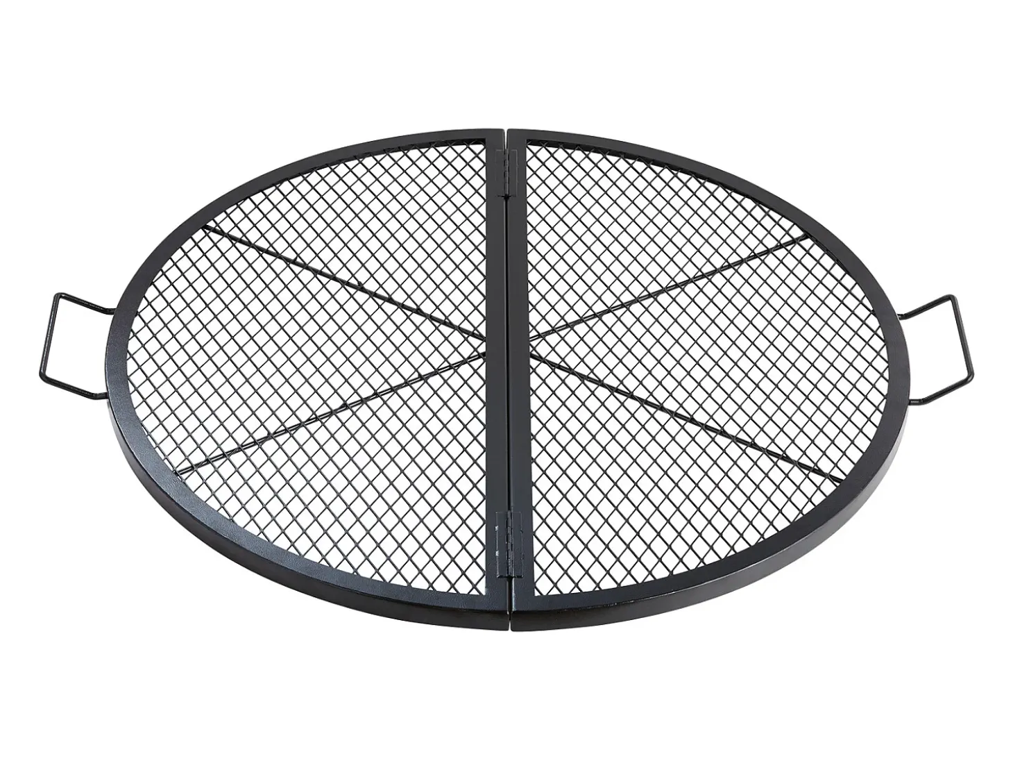 Rejilla de Hogar SucceBuy Redonda Plegable de 91cm, Acero Robusto X-Marks, Utensilios de Cocina de Camping Portátiles para Fiestas al Aire Libre, Negro