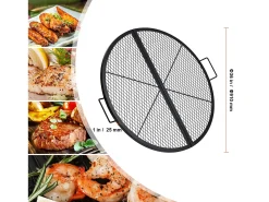 Rejilla de Hogar SucceBuy Redonda Plegable de 91cm, Acero Robusto X-Marks, Utensilios de Cocina de Camping Portátiles para Fiestas al Aire Libre, Negro